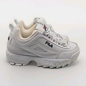Fila Women’s Low-Cut Disruptor II Casual White Leathe Sneakers 5FM00002-125 Sz 8